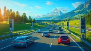 Illustration de la signalisation des radars en Suisse, création générée par intelligence artificielle.