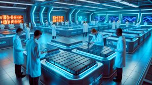 Illustration de l'innovation d'ION Storage Systems dans les batteries à électrolyte solide, générée par intelligence artificielle.
