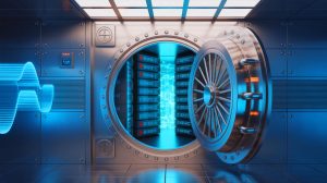 Illustration de la sécurité renforcée des comptes clients à la Caisse d'Épargne, générée par intelligence artificielle.
