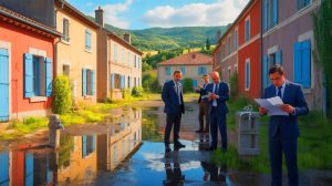Illustration de la crise sanitaire causée par la contamination de l'eau potable aux PFAS, générée par intelligence artificielle.