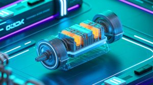 Illustration de la technologie TempAI optimisant la performance des moteurs électriques, générée par intelligence artificielle.