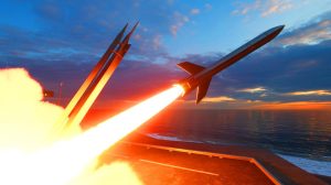 Illustration de l'essai en vol du missile hypersonique V-MAX par la France, générée par intelligence artificielle.