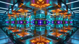 Illustration de l'aléatoire quantique dans des blocs de qubits, générée par intelligence artificielle.