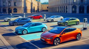 Illustration de la transition forcée des flottes professionnelles européennes vers des véhicules électriques, générée par intelligence artificielle.