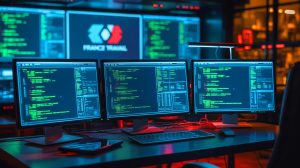 Illustration de la cyberattaque sur France Travail, générée par intelligence artificielle.