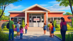 Illustration de la fermeture de The Primary School, un projet éducatif de Mark Zuckerberg, générée par intelligence artificielle.