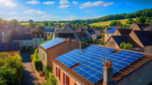 Illustration de Montigny-en-Arrouaise exploitant l'énergie solaire pour une électricité presque gratuite, générée par intelligence artificielle.