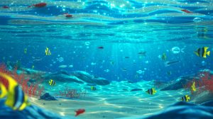 Illustration de la pollution par les nanoplastiques dans l'océan Atlantique Nord.