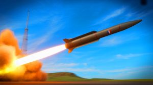 Illustration de la réussite du tir d'essai du missile hypersonique V-MAX par la France.
