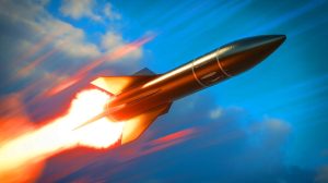 Illustration de la réussite du tir d'essai du missile hypersonique V-MAX par la France.