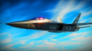 Illustration de l'innovation technologique du F/A-XX, chasseur de sixième génération pour la US Navy.