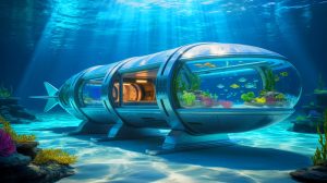Illustration de l'habitat sous-marin Vanguard conçu par Deep pour accueillir des scientifiques dans les profondeurs océaniques.