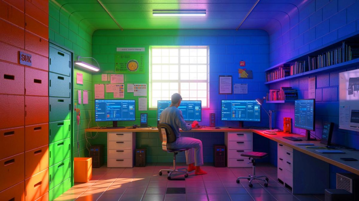 Depuis sa cellule, un Américain emprisonné 11 ans devient ingénieur logiciel : une histoire incroyable de résilience et de réussite à San Francisco Illustration de détenus travaillant à distance dans le secteur technologique grâce à un programme innovant.