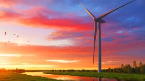 Illustration de la plus grande éolienne au monde récemment inaugurée en Chine.