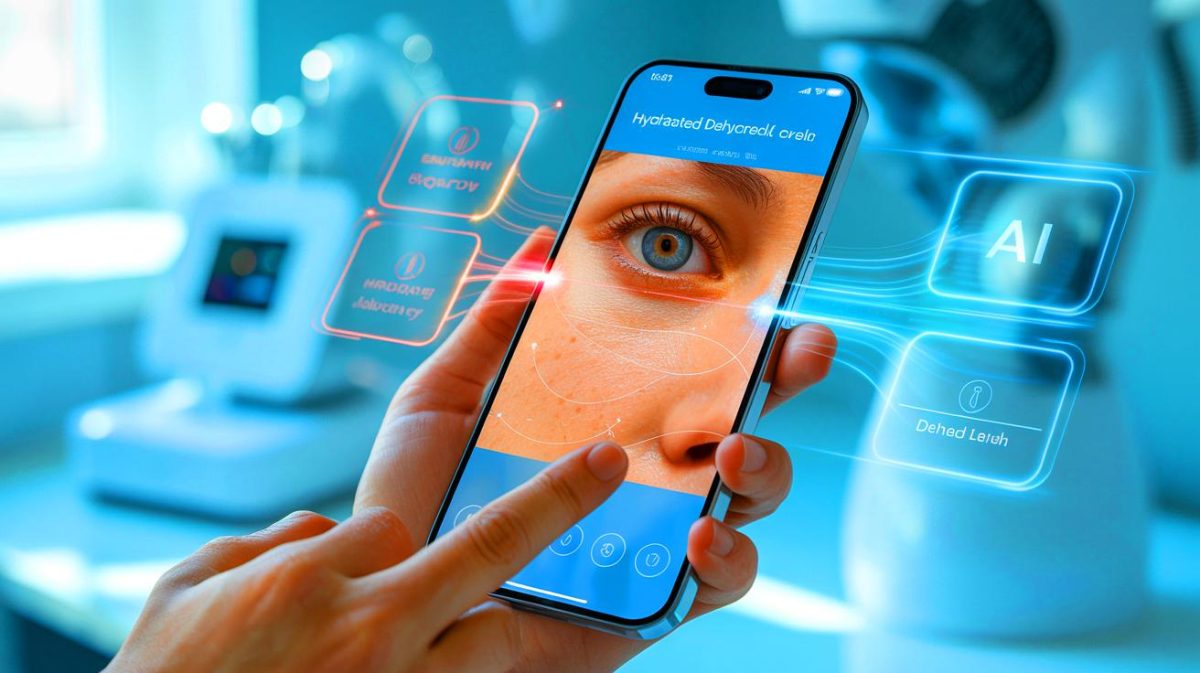 Illustration de l'utilisation des écrans de smartphone pour mesurer l'hydratation corporelle.