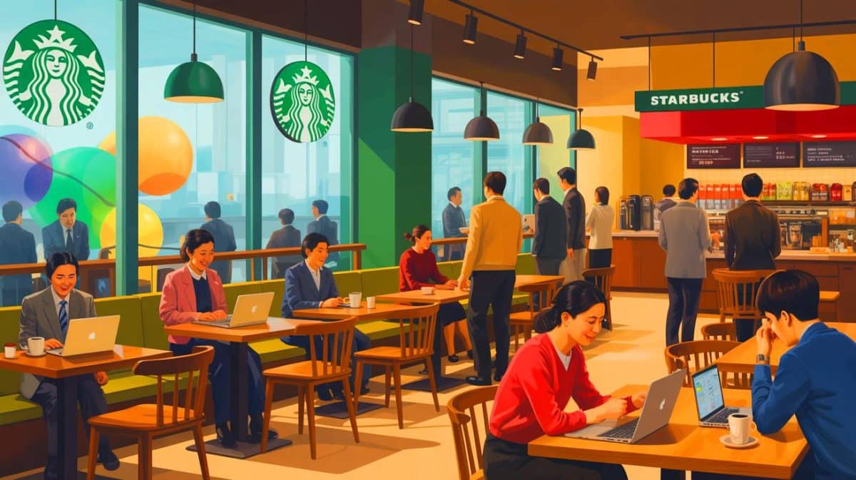 Fini le chaos des étudiants : Starbucks interdit l’accès à ses cafés pour retrouver la tranquillité Illustration de la régulation de l'utilisation des espaces dans les cafés Starbucks en Corée du Sud.