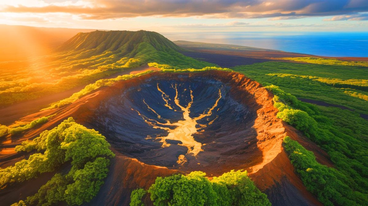 Illustration de la découverte d'un gigantesque gisement d'or à Hawaï et ses implications économiques et environnementales.