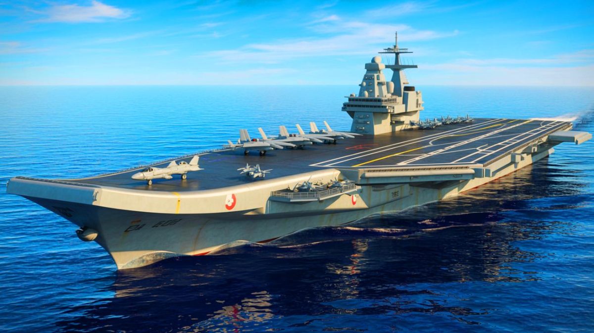 « On dirait une ville flottante » : la France dévoile un porte-avion géant de 80 000 tonnes qui écrase toute l’Europe navale Illustration de la construction du plus grand porte-avion d'Europe avec propulsion nucléaire française.