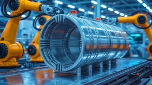Illustration de l'innovation en impression 3D pour la fabrication de réservoirs de carburant en titane dans l'industrie spatiale.