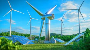 Illustration de la turbine à hydrogène à 100 % intégrée dans un système d'énergie renouvelable en Chine.