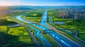 Illustration de la canalisation principale du projet de transfert d'eau Sud-Nord en Chine.