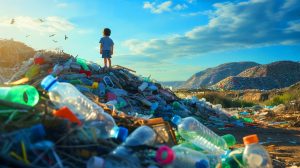Illustration de la crise sanitaire et environnementale causée par la pollution plastique.