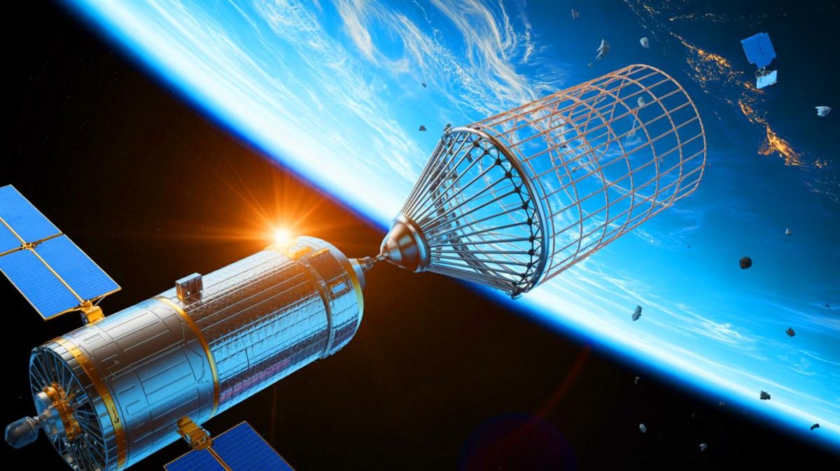 « On a saisi l’inimaginable » : la Chine dévoile un attrape-débris spatial aux capacités militaires inquiétantes Illustration de la technologie chinoise de capture de débris spatiaux avec possible usage militaire.