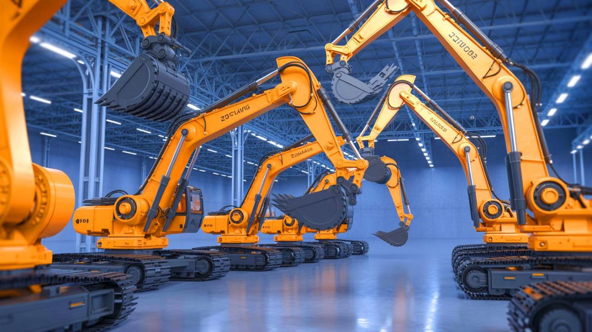 « Deux cents robots avalent la chaîne » : dans l’usine chinoise, l’homme recule face à l’armée d’ANTS et PICKING Illustration de l'automatisation de la production d'excavatrices par des robots innovants en Chine.