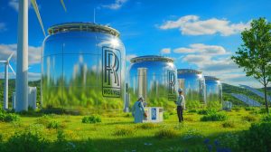 Illustration de l'implantation de réacteurs nucléaires modulaires par Rolls-Royce pour une énergie propre et durable.