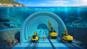 Illustration de la connexion sous-marine entre le Maroc et l'Espagne à travers le tunnel sous le détroit de Gibraltar.