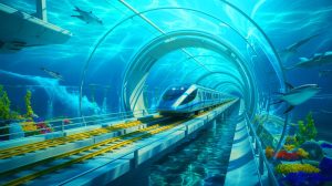Illustration de la connexion transcontinentale entre le Maroc et l'Espagne par le tunnel sous le détroit de Gibraltar.