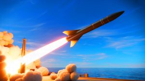 Illustration de l'essai réussi du missile hypersonique V-MAX par la France depuis la base de Biscarrosse.