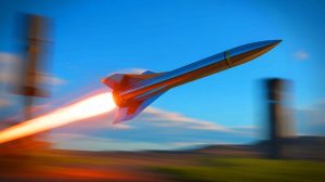 Illustration de l'essai réussi du missile hypersonique V-MAX par la France depuis Biscarrosse.