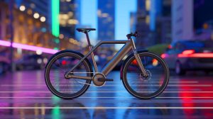 Illustration de l'innovation du vélo électrique Pi-POP utilisant des supercondensateurs pour une autonomie illimitée et écologique.