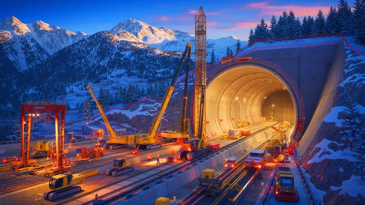 « Ils creusent un trou de 64 km » : ce tunnel géant qui fracture les Alpes et bouleverse toute l’Europe pour toujours Illustration de la construction du tunnel de base du Brenner sous les Alpes.
