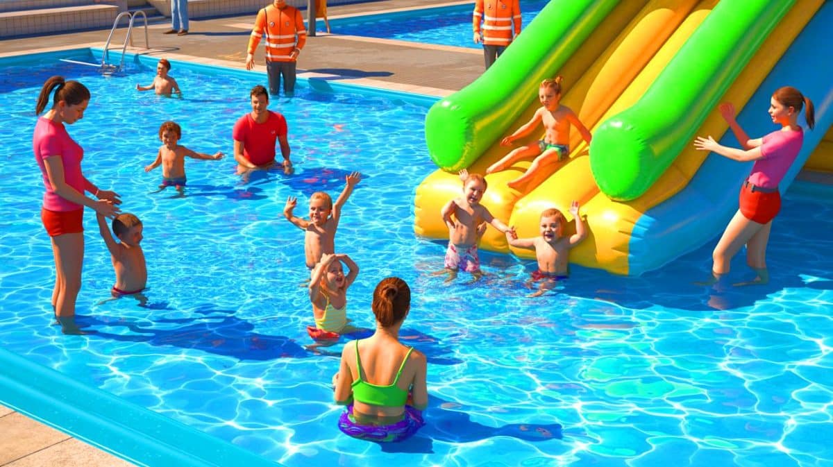 « Cette mère condamnée après le drame » : la justice frappe durement les parents malgré la surveillance des maîtres-nageurs professionnels présents Illustration de la vigilance parentale nécessaire lors d'activités en piscine.