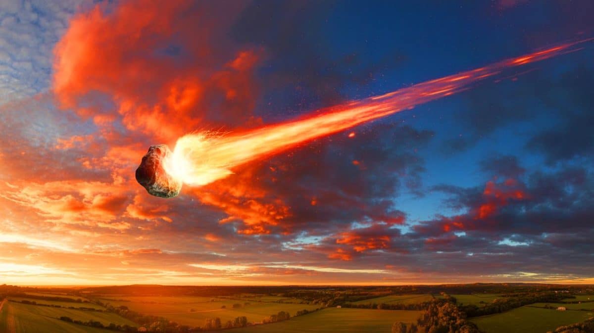 « Ça explose avec 29 tonnes de TNT » : l’astéroïde qui a terrorisé la Normandie révèle le danger cosmique qui menace la France Illustration de l'explosion inattendue de l'astéroïde 2023 CX1 au-dessus de la France.