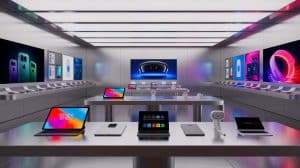 Illustration de la stratégie de lancements technologiques futurs d'Apple avec les innovations prévues d'ici 2025.