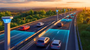 Illustration de radars intelligents surveillant les infractions routières en France.