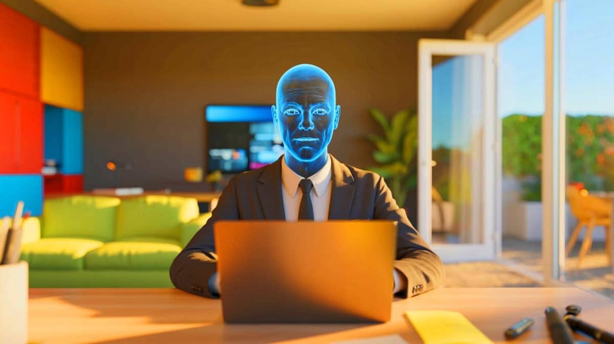 « Zoom crée votre clone parfait » : ce double numérique assiste à vos réunions pendant que vous restez en pyjama et divise les entreprises sur l’éthique Illustration de l'innovation de Zoom avec des doubles numériques en visioconférences.