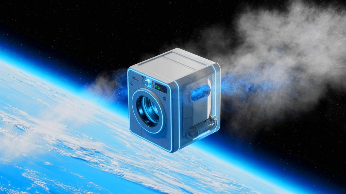 « 99,9 % de désinfection en 30 minutes » : la Chine révolutionne l’espace avec une machine à laver qui utilise 400 ml d’eau et de l’ozone Illustration de l'innovation chinoise de lavage pour vêtements dans l'espace.