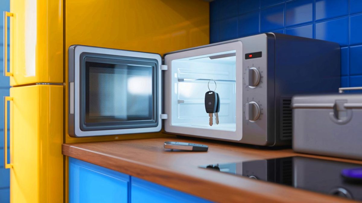 « Votre voiture se fait voler en 30 secondes » : cette technique d’amplificateur RF qui terrorise 70000 propriétaires français divise les experts Illustration de la protection des clés électroniques contre le piratage via des appareils ménagers.