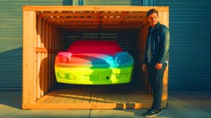 Illustration de l'achat d'une Bugatti à bas prix par un youtubeur sur une plateforme en ligne chinoise.