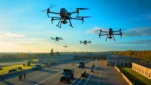 Illustration de l'intrusion de drones non identifiés au-dessus de la base militaire de Mourmelon-le-Grand.