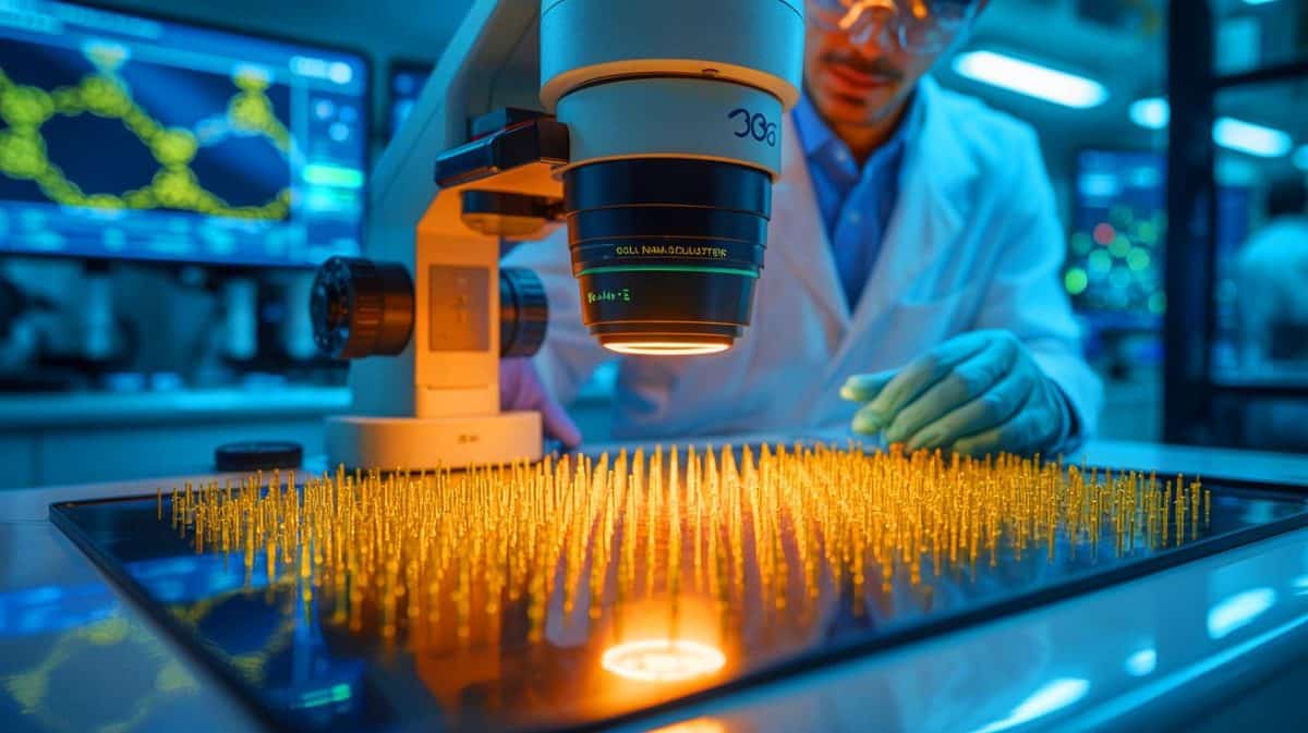 Des scientifiques japonais créent des aiguilles quantiques d’or qui défient les lois de la physique et révolutionnent la médecine moderne Illustration de la découverte des aiguilles quantiques dans les nanoclusters d'or.