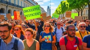 Illustration de la mobilisation citoyenne à La Rochelle contre l'impact des pesticides sur la santé.