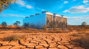 Illustration de l'impact des datacenters sur la gestion de l'eau en Espagne en période de sécheresse.
