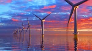 Illustration de l'expérimentation de turbines éoliennes offshore de 35MW en Chine.