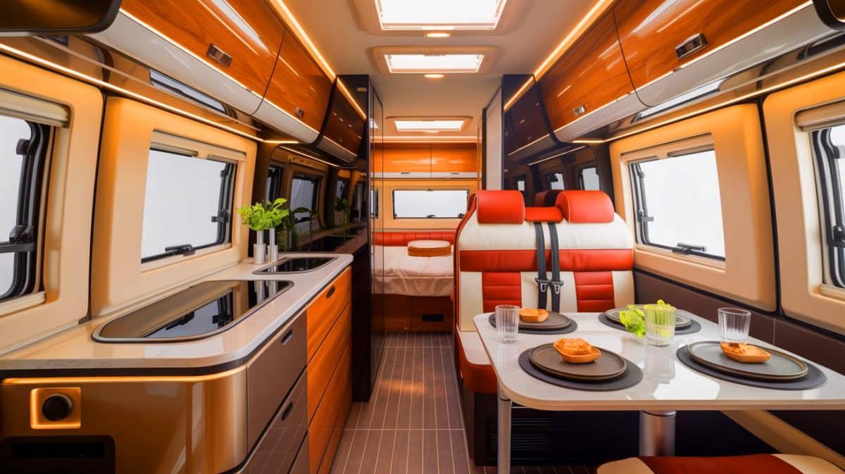 « Ça ne coûte que 77 000 euros » : ce camping-car révolutionnaire bouleverse le marché avec 750 combinaisons d’intérieur personnalisables Illustration de l'intérieur transformable et innovant du camping-car Bürstner Signature.