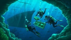 Illustration de l'extraction d'artefacts historiques de l'épave du Britannic.